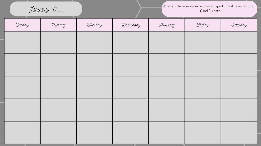 Editable Year Long Calendar: Gray/pink Themed - Etsy