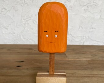 Orange Creamsicle - handmade wood carving figure