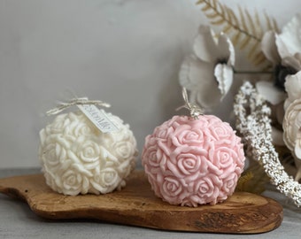 ROMANTIC ROSE BALL Candle | Romantic Candle | Wedding Candle | Flower Candle | Wedding Favor | Soy Wax Candle | Love Candle