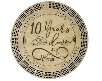 Personalized Round Cribbage Board: Anniversary, Wedding, Housewarming Gift