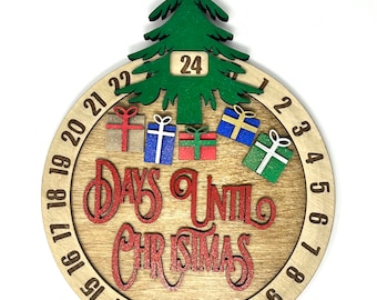 Christmas Countdown, Wooden Wall Hanging, Holiday Decor