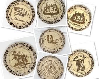Custom Engraved Cribbage Board, Personalized Photo Design, 4 Player Game
