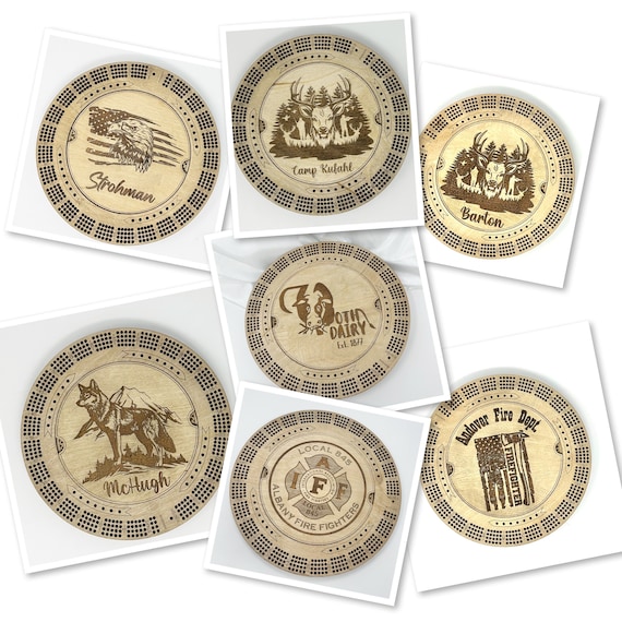 Custom Engraved Cribbage Board Gift, Personalized Name, Your Design, Includes Pegs, 4 Track Photo Cribbage, Unique Cribbage Christmas Gift