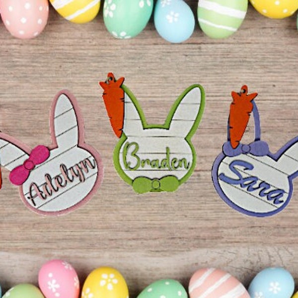 Custom Easter Basket Name Tag, Personalized Easter Gift, Easter Gift with name engraved, Childrens Easter Gift, Custom name Easter Bunny