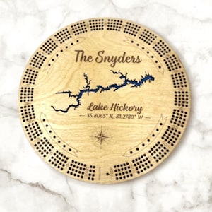 Personalized Lake Cribbage Board | Custom Wooden Cribbage Game | Lake House Gift | Unique Gift for Him or Her