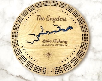 Personalized Lake Cribbage Board | Custom Wooden Cribbage Game | Lake House Gift | Unique Gift for Him or Her