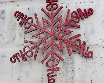 Ohio Snowflake Ornament, OHIO Ornament, Ohio Christmas, Snowflake Ohio Ornament, Ohio Gift, Ohio Christmas Gift