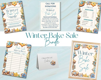 Bake Sale Bundle, Winter Bake Sale Editable Template, PTA Bake Sale, Church Fundraiser, School Fundraiser, PTO Fundraiser, Bake Sale Flyer