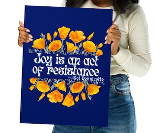 Joy is an act resistance feminist bell hooks, Feminist Poster Feminist Wall Art, Feminist Art Print, Feminist Office Wall Art, matte poster