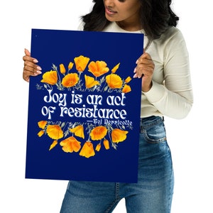 Joy is an act resistance feminist bell hooks, Feminist Poster Feminist Wall Art, Feminist Art Print, Feminist Office Wall Art, matte poster