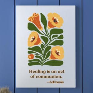 Healing is an act of communion, feminist quotes bell hooks, Feminist Poster, Feminist Art Print, social justice poster, audre lorde art