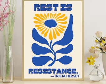 El descanso es resistencia ganchos de campana feministas Cartel feminista Arte de pared feminista Impresión de arte feminista Oficina feminista Arte de pared Tricia Hersey