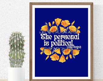 Printable art "The Personal Is Political" Feminist Political Poster Digital Download bell hooks audre lorde activist art gifts for feminists