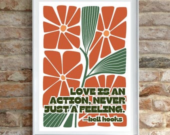 Love is an action, resistance feminist social justice bell hooks, Feminist Poster Feminist Wall Art Feminist Art Print feminist downloadable