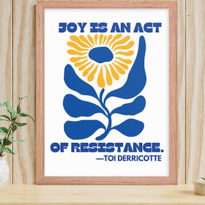 Joy is an act resistance feminist social justice bell hooks, Framed feminist Poster Feminist Wall Art, Feminist Art Print, Feminist quotes