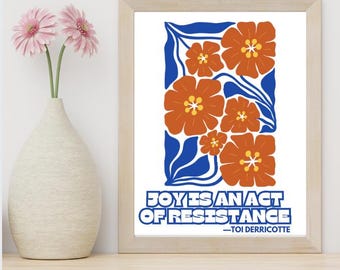 Joy is an act resistance feminist social justice bell hooks, Feminist Poster Feminist Wall Art, Feminist Art Print, Social Justice art, svg