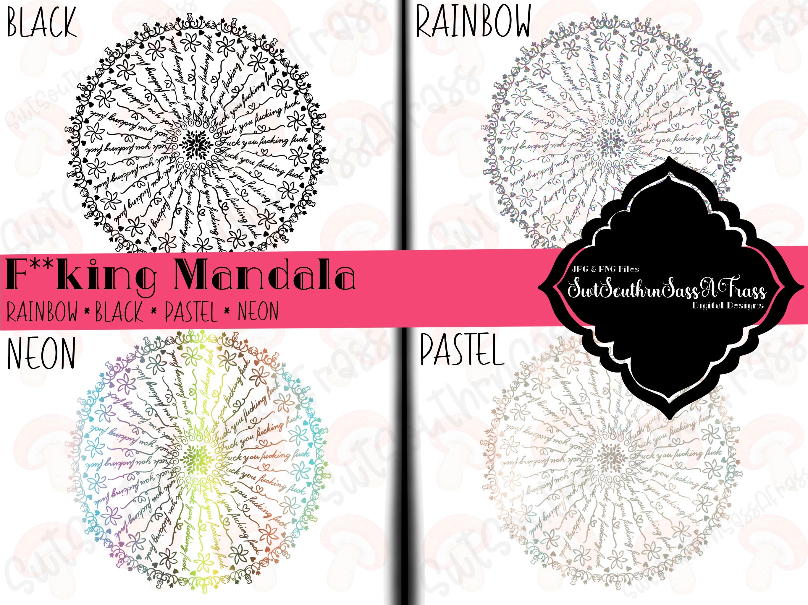 Fk Mandala, Mandala, Cuss Word Design Clipart Digital Images, Printable