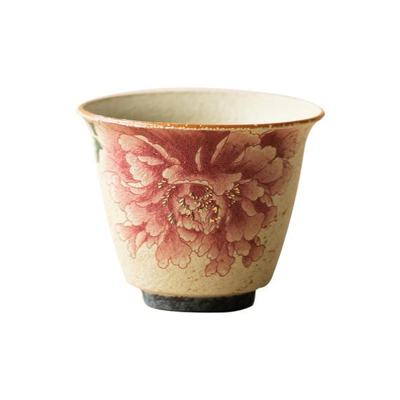 Handmade Red Rose Ceramic Tea Cup | Kungfu Tea Drinking Set