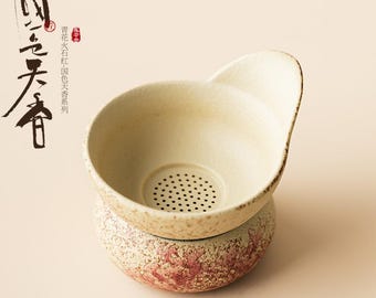 Red Rose Pottery Tea Strainer | Kungfu Tea Ceremony Set