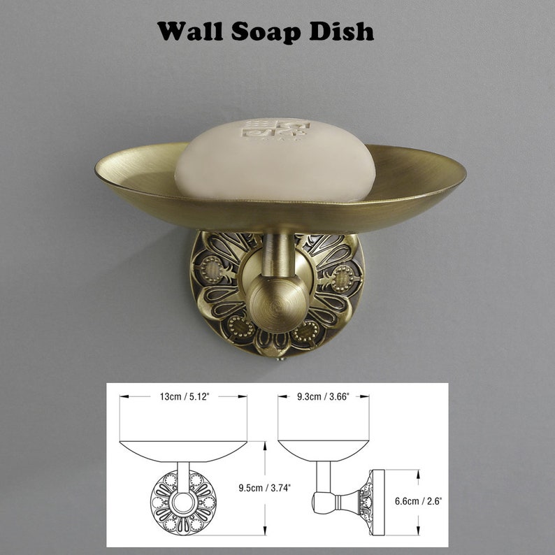 Brass Vintage Soap Dish Wall Mounted Bathroom Soap Holder Bath Soap Bar Tray for Shower Soap ...