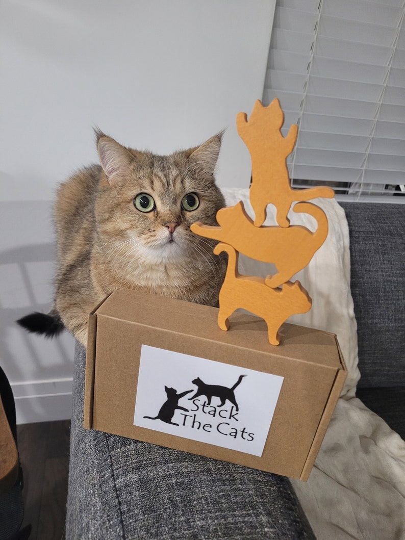 Stack the Cats Cat Lover Gift Montessori Balance Game Fourteen Wooden