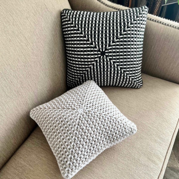 CROCHET PATTERN: NOVA Pillow | Modern Starburst Granny Square in 14"x14" & 18"x18"