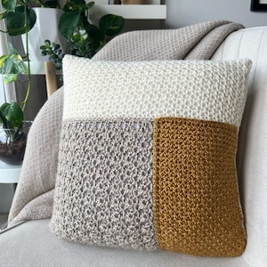 Crochet Pillow Pattern: Modern Color Block Cushion | Contemporary Home Decor