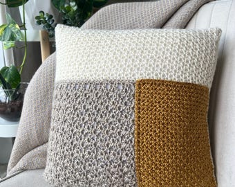 Crochet Pillow Pattern: Devon | Modern Color Block Cushion | Contemporary Home Decor