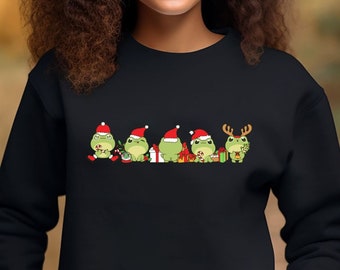 Christmas Frog Sweatshirt, Funny Frog shirt, Santa Frog Shirt, Cute Frog Shirt, Holiday Shirt for Women, Christmas Gifts, Cottage core Shirt