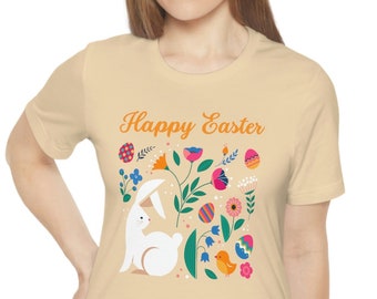 Ostern Floral Bunny Shirt, buntes Häschen T-Shirt, Ostern Shirt für Frauen, Blumenkaninchen T-Shirt, Frühling T-Shirt, Geschenk für sie, Geschenk für Mama