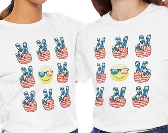 Vintage Peace Sign Shirt, 4th Of July Smiley Face Shirt, July 4th Retro T-shirt, Patriotic Gift, Independence Day Tee, 4th of July Gift.