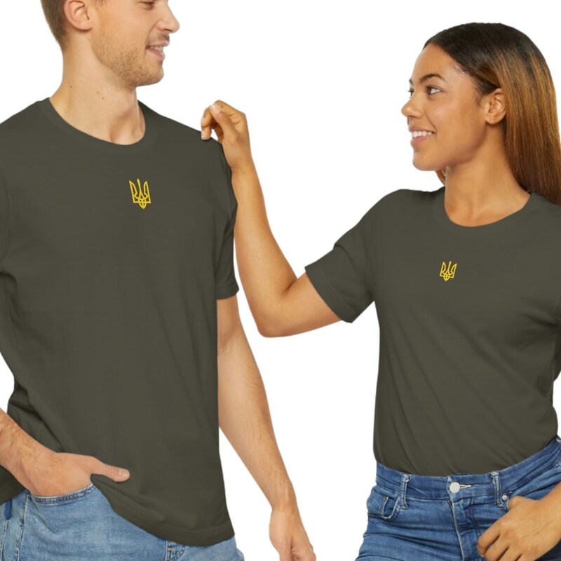 T-shirt Ukraine Trident Doré Et Zelensky - Soutien à L'Ukraine, Coton, Unisexe, Neuf Avec étiquettes