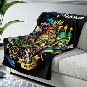 Stand with Ukraine Blanket, Ukrainian Country, Peace For Ukraine Bedding, Sherpa Fleece, Ukrainian Sunflower, Ukrainian Gifts, Zelensky.