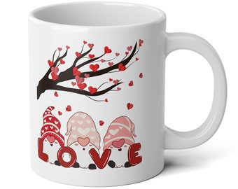 Taza de San Valentín con gnomos, adorables gnomos, taza de café, taza gigante, regalo de San Valentín, taza gigante, 590 ml