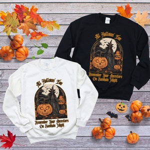 All Hallows&#39; Eve Sweatshirt, Halloween Shirt, Blessed Samhain, Solstice Celebration, Pagan Holiday, Samhain Gifts, Harvest Festival, Fall.
