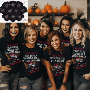 ハロウィーンホラー映画グループシャツ、面白いハロウィーンTシャツ、マッチングハロウィーンシャツ、ハロウィーンパーティー、ハロウィーンギフト、B評価