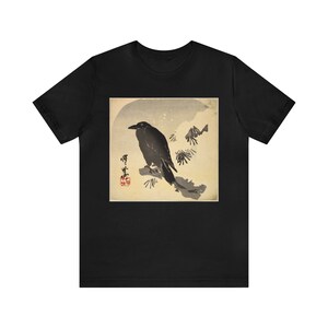 Crow t-shirt, Japanese woodblock, 19th century, short sleeve crew-neck tee