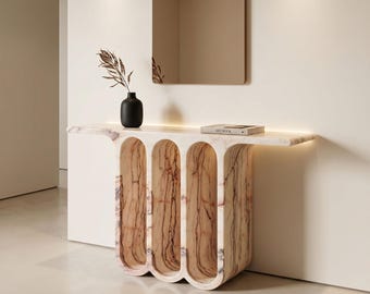 Consola Picasso de mármol, arcos esculturales, mueble moderno para recibidor (1200x300x830 mm)