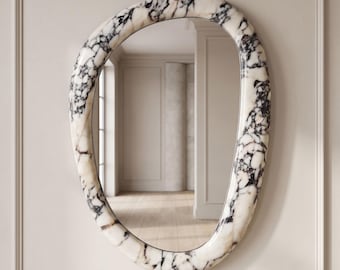 Calacatta Viola Marble Mirror Frame, Natural Stone Wall Mirror (19.69" x 27.56")