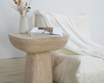 Nachttisch, Travertine Table, Japandi Coffee Table, Bedside Table