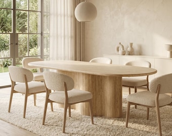 Irregular Travertine Dining Table: Handmade Organic Stone Furniture