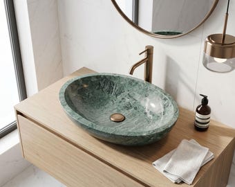 Green Marble Vessel Sink 60x45.5x15cm Indian Verde Marble Basin