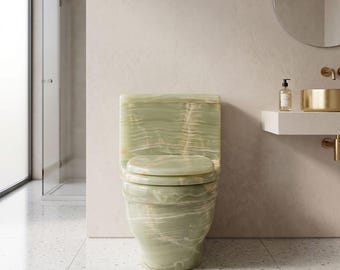 Green Onyx Stone Toilet, Luxury Natural Marble Bathroom WC, Custom Statement Piece