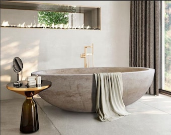 Classico Travertine Marble Ellipse Master Bathtub