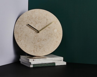 Natural Marble Wall Clock (Monochrome Round)