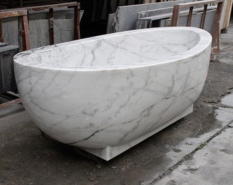 Natural Stone Freestanding Bathtub Custom White Marble Bath