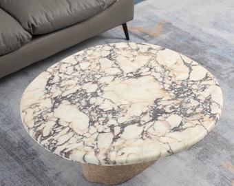Calacatta Viola Marble Table: Organic Shape with River Stone Legs