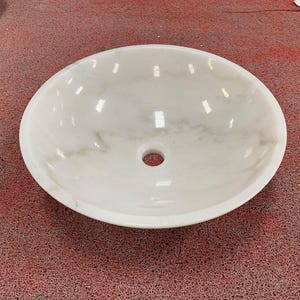 White Marble Round Vessel Sink: Polished Bathroom Vanity (400x400x130mm)
