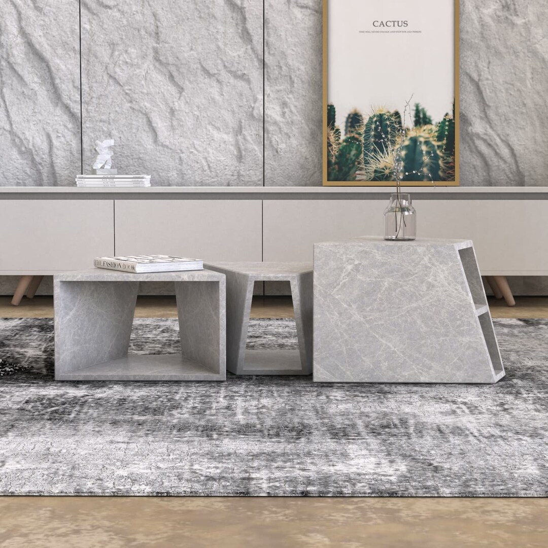 Aegir Terista Marble Coffee Table Set Etsy