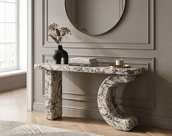 Calacatta Viola marmeren consoletafel 61,02 inch, sculpturale entreetafel, luxe stenen halmeubilair
